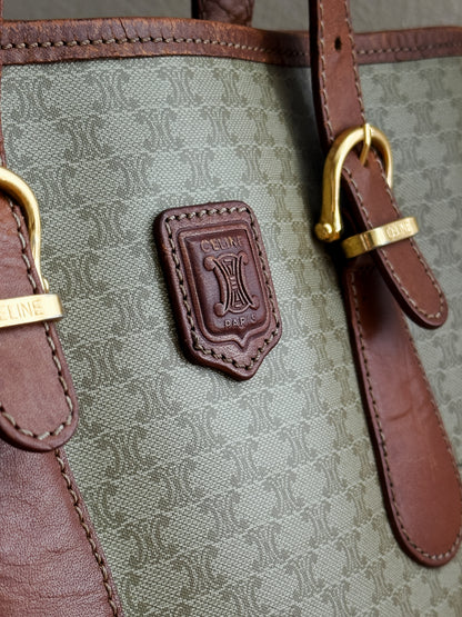 Vintage 1994 Celine Small Triomphe Macadam Bucket Bag