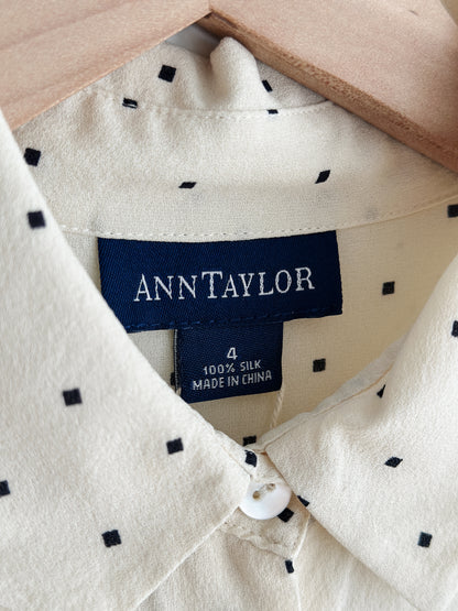 vintage creme silk shirt (S)