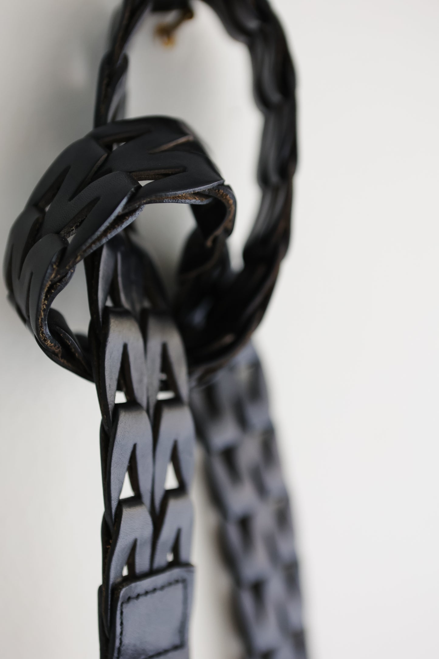 vintage black braided leather belt (S)