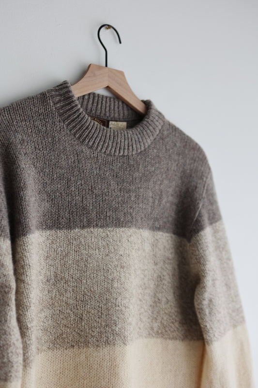 vintage color block ragg wool sweater (L)