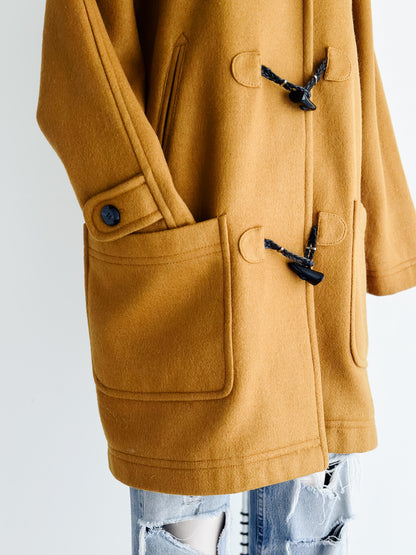 vintage ochre wool duffle coat (M/L)