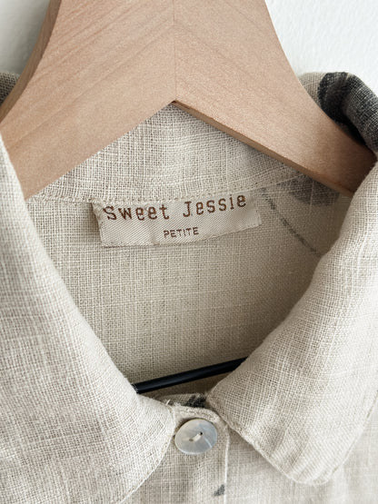 vintage linen button front dress (M/L)
