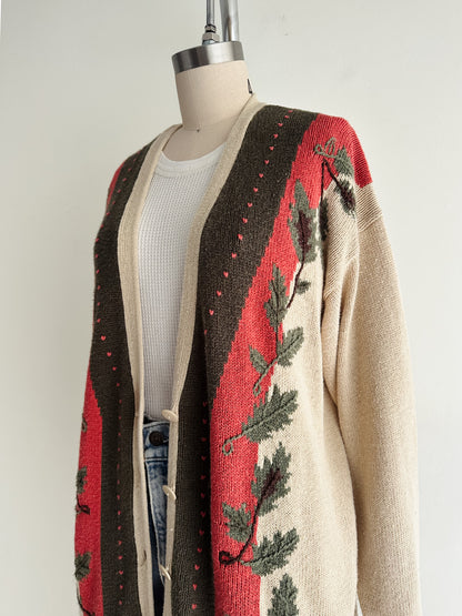 vintage cotton vines cardigan (L)