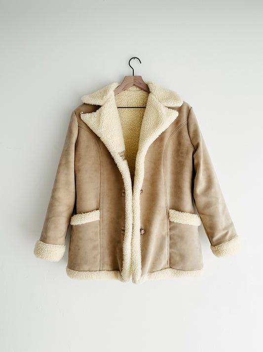 vintage faux suede sherpa shearling jacket (M/L)