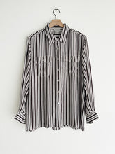 Load image into Gallery viewer, vintage brown stripe silk shirt (M/L)
