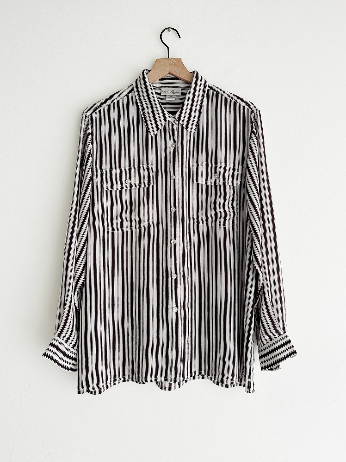 vintage brown stripe silk shirt (M/L)