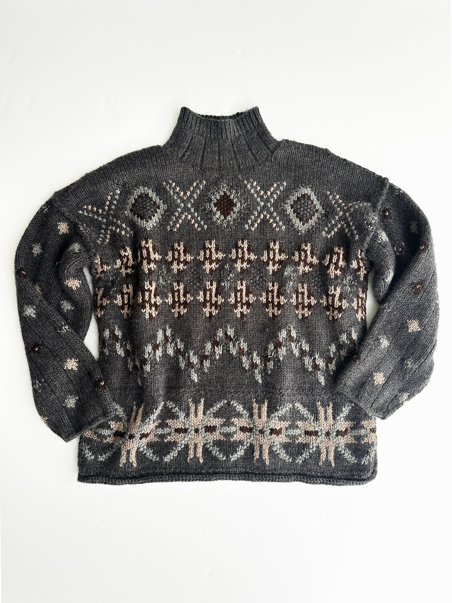 vintage hand knit wool sweater (M)