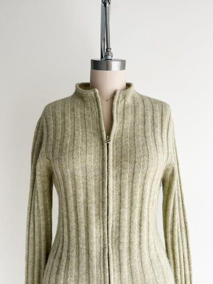 vintage pale green wool cardigan (S/M)