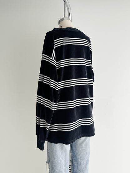 vintage striped velour sweatshirt (L)