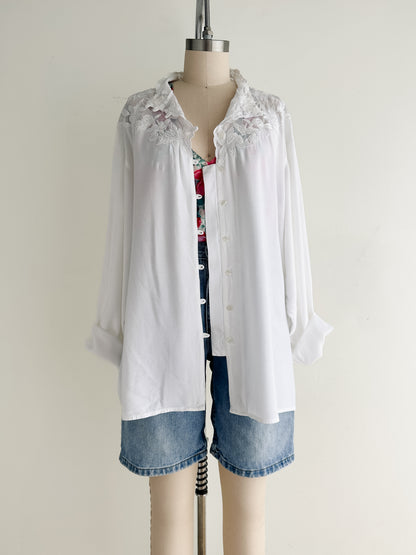 vintage white layering blouse (L)