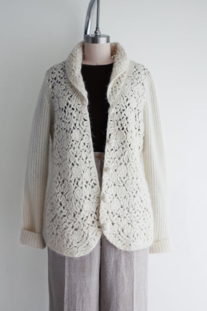 vintage cream angora cardigan (S/M)
