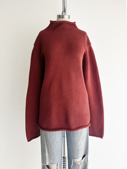 vintage J Crew rollneck brick cotton sweater (L)