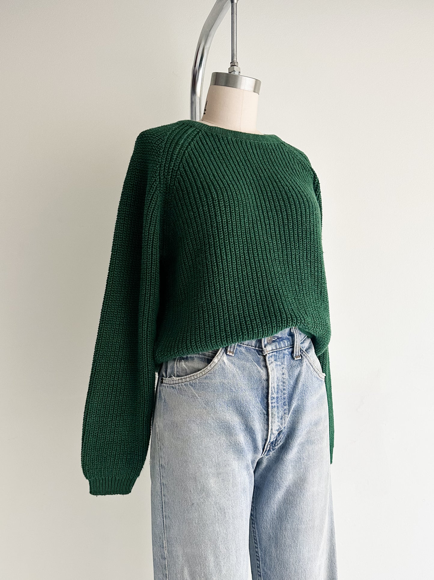 vintage spruce green ribbed sweater (S/M)