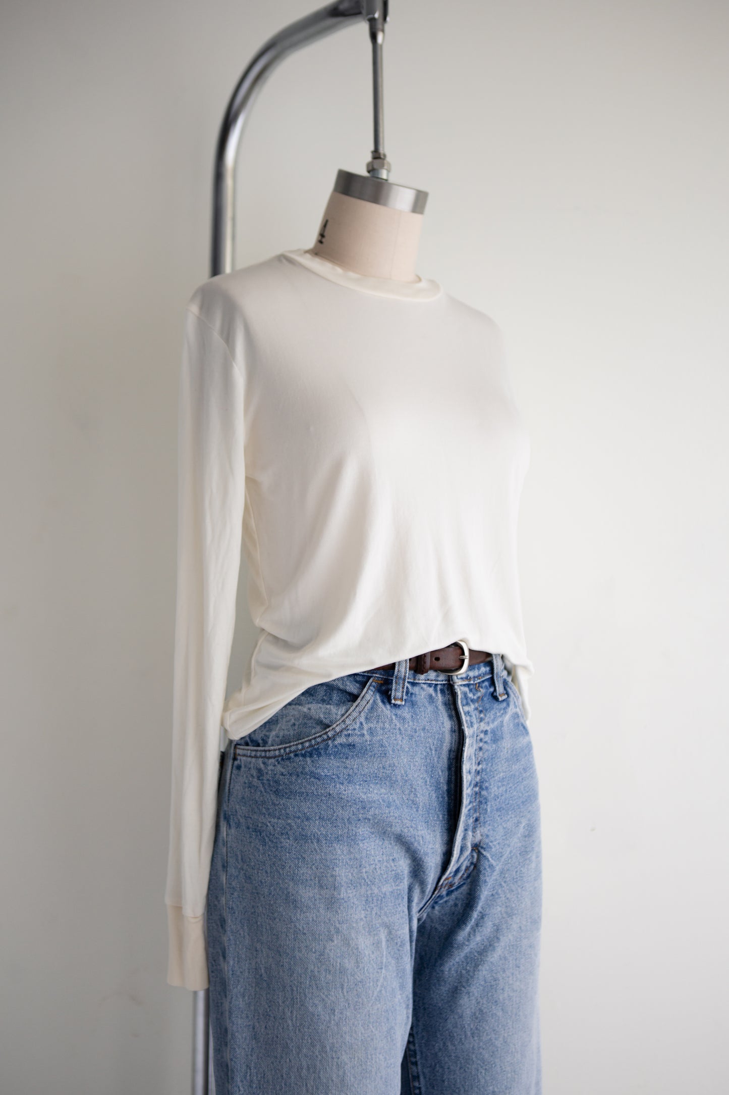 vintage cream silk knit top (M)