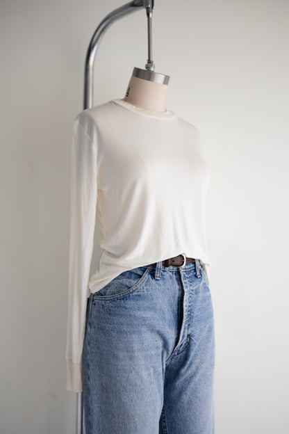 vintage cream silk knit top (M)