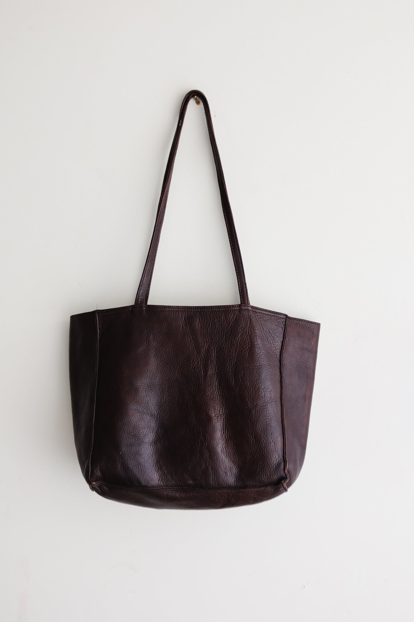 vintage espresso leather tote