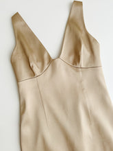 Load image into Gallery viewer, vintage champagne satin cocktail dress (S/M)
