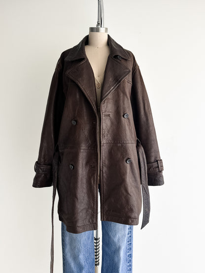 vintage butter soft leather coat (M/L)