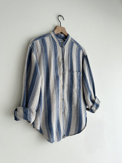 vintage striped linen blend shirt (M)