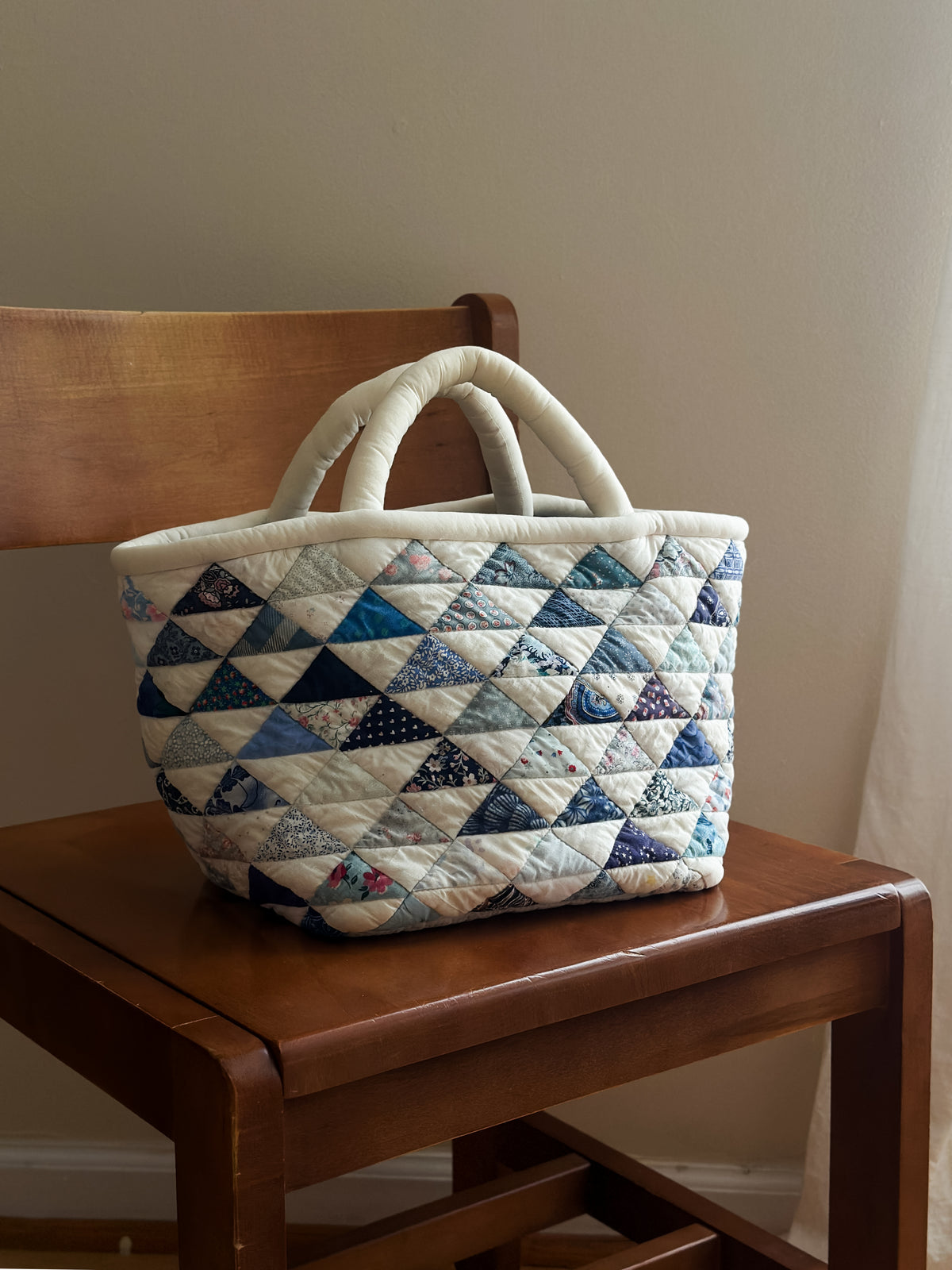 vintage patchwork quilted cotton bag