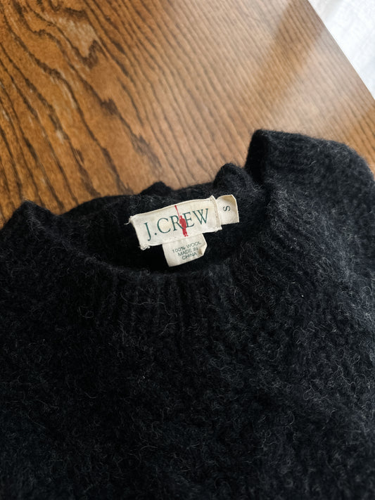 vintage J Crew black wool fisherman sweater (L)