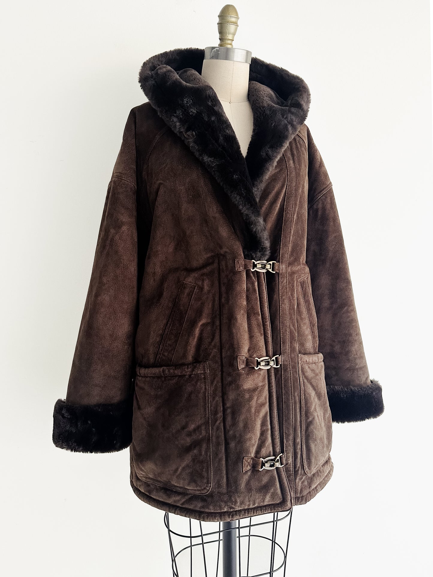 vintage brown suede sherpa coat (M/L)