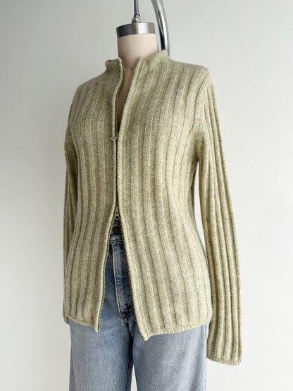 vintage pale green wool cardigan (S/M)
