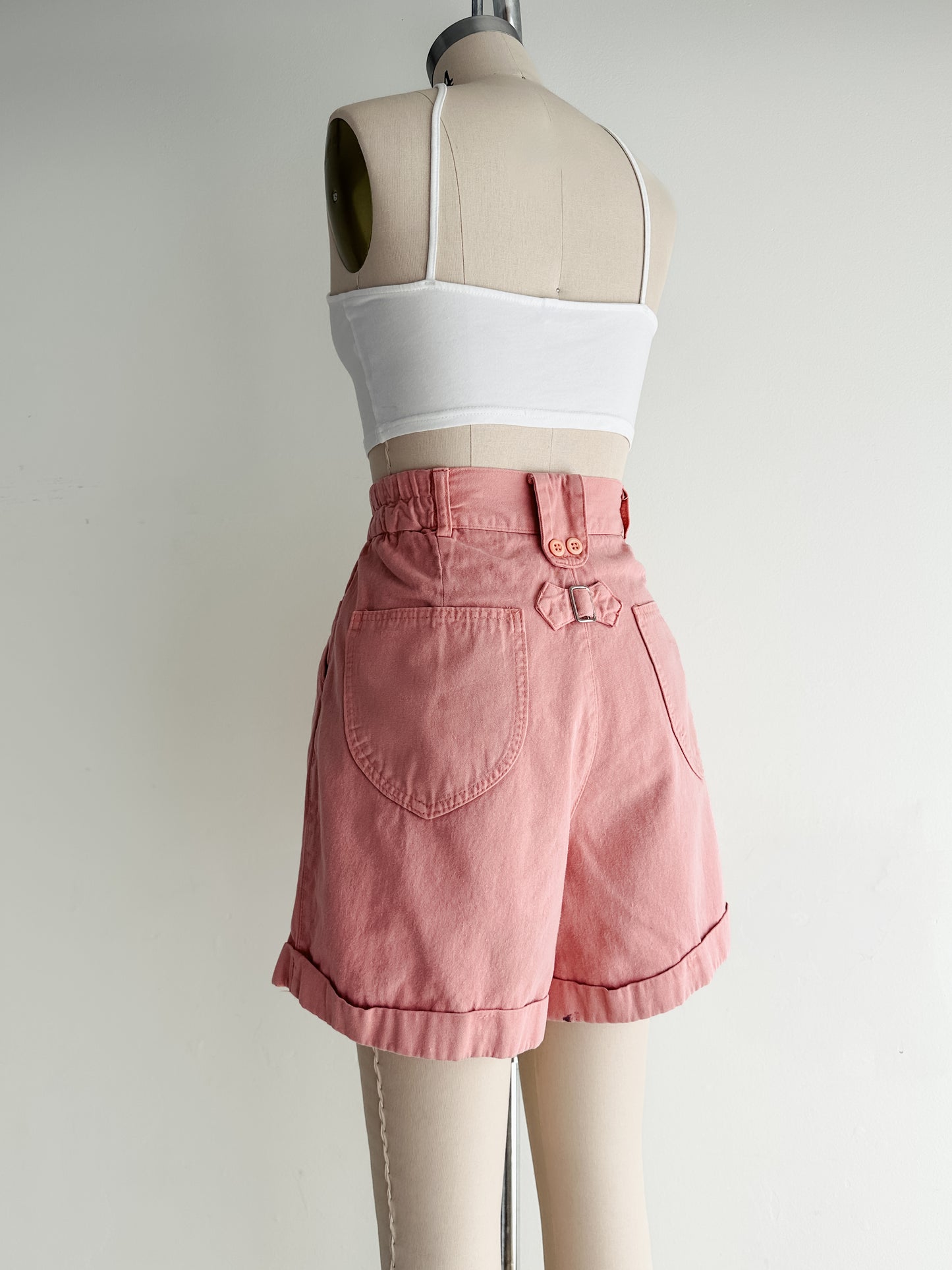 vintage blush cotton pleated shorts (M)