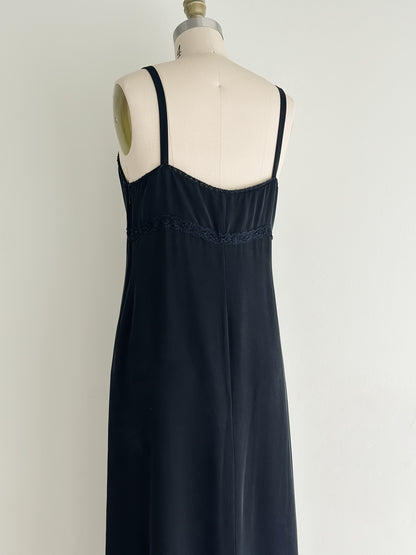 vintage black silk slip dress (S/M)