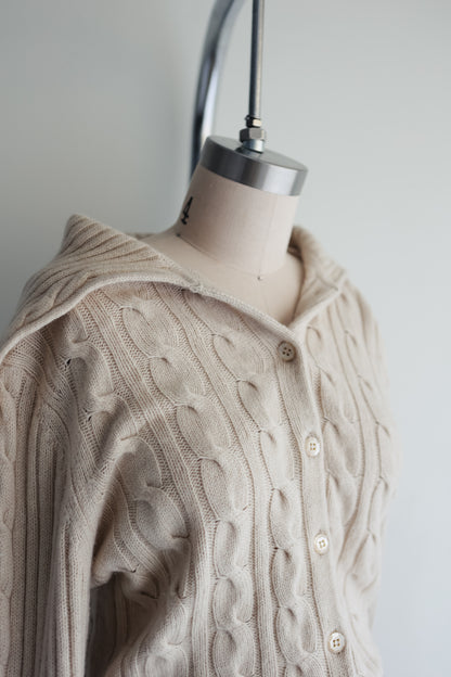 vintage cable knit cashmere cardigan (M)