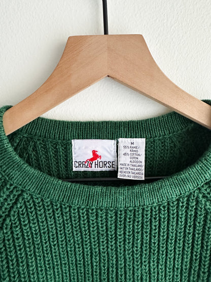 vintage spruce green ribbed sweater (S/M)