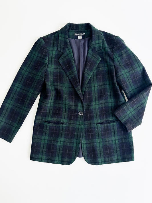 vintage tartan plaid wool blazer (M)