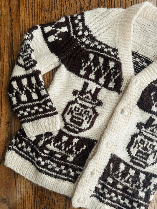 vintage cowichan wool cardigan (S/M)