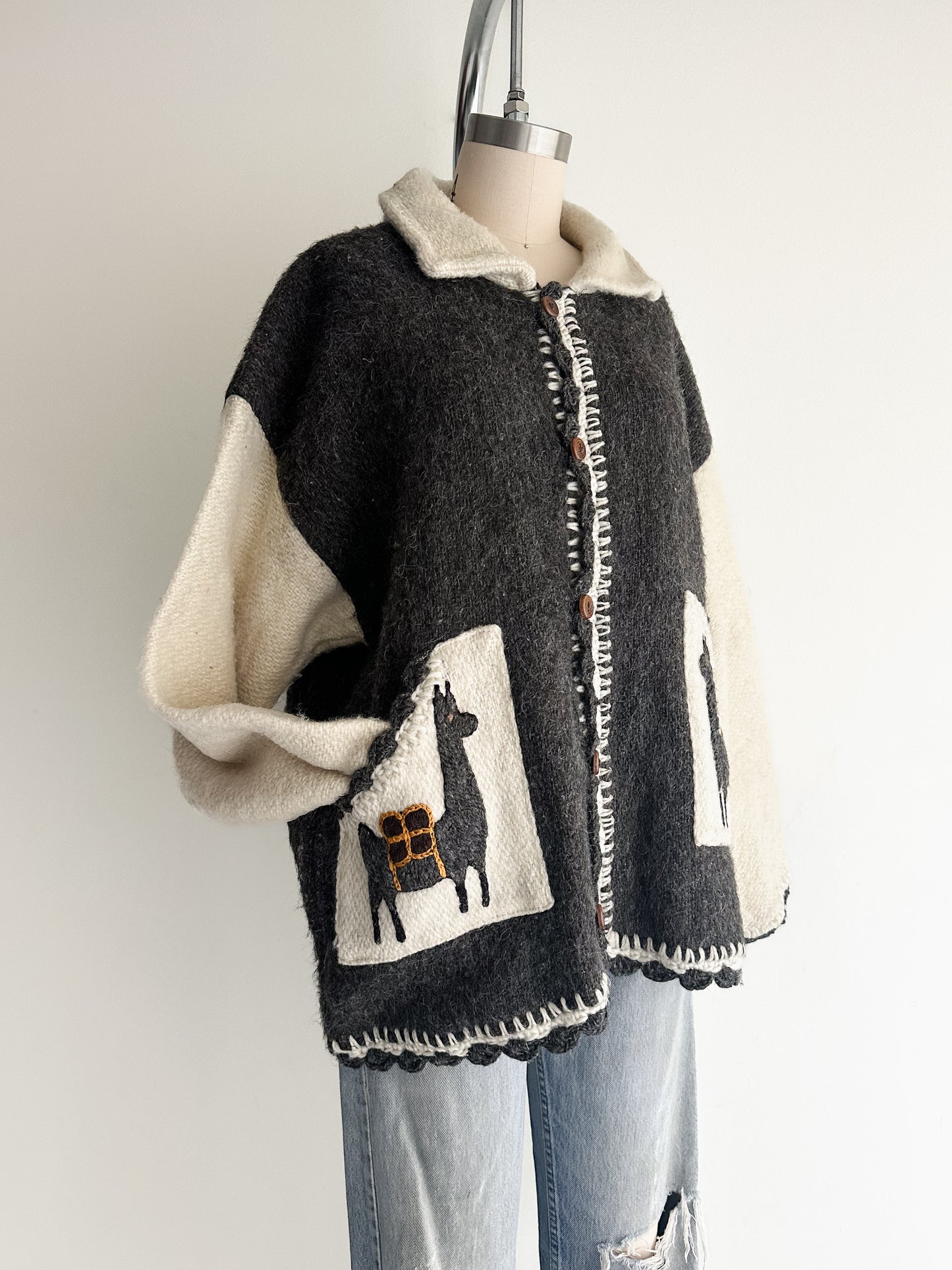 vintage alpaca cardigan sweater (L)