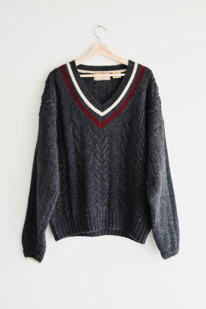 vintage charcoal wool sweater (L)