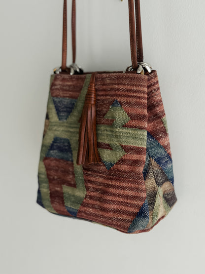 vintage kilim leather handbag