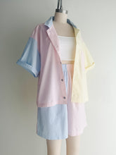 Load image into Gallery viewer, vintage color block cotton short set (M)
