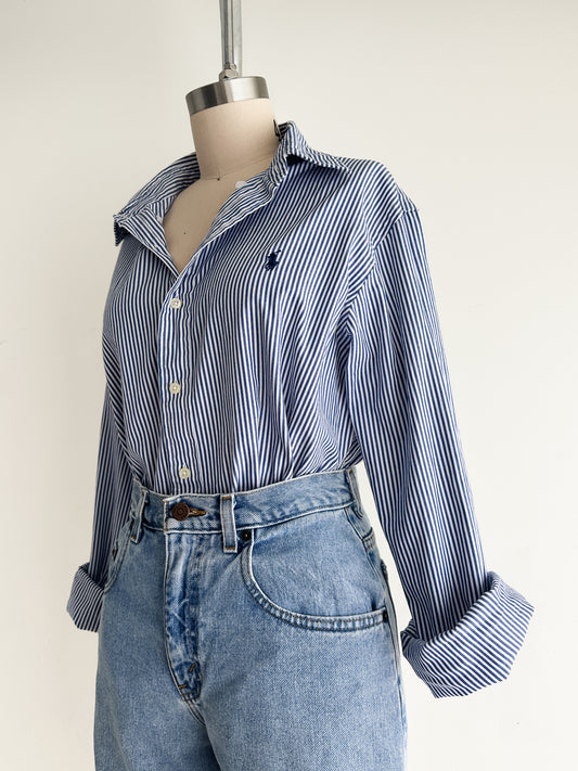 vintage blue stripe RL button down shirt (M)
