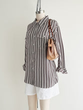 Load image into Gallery viewer, vintage brown stripe silk shirt (M/L)
