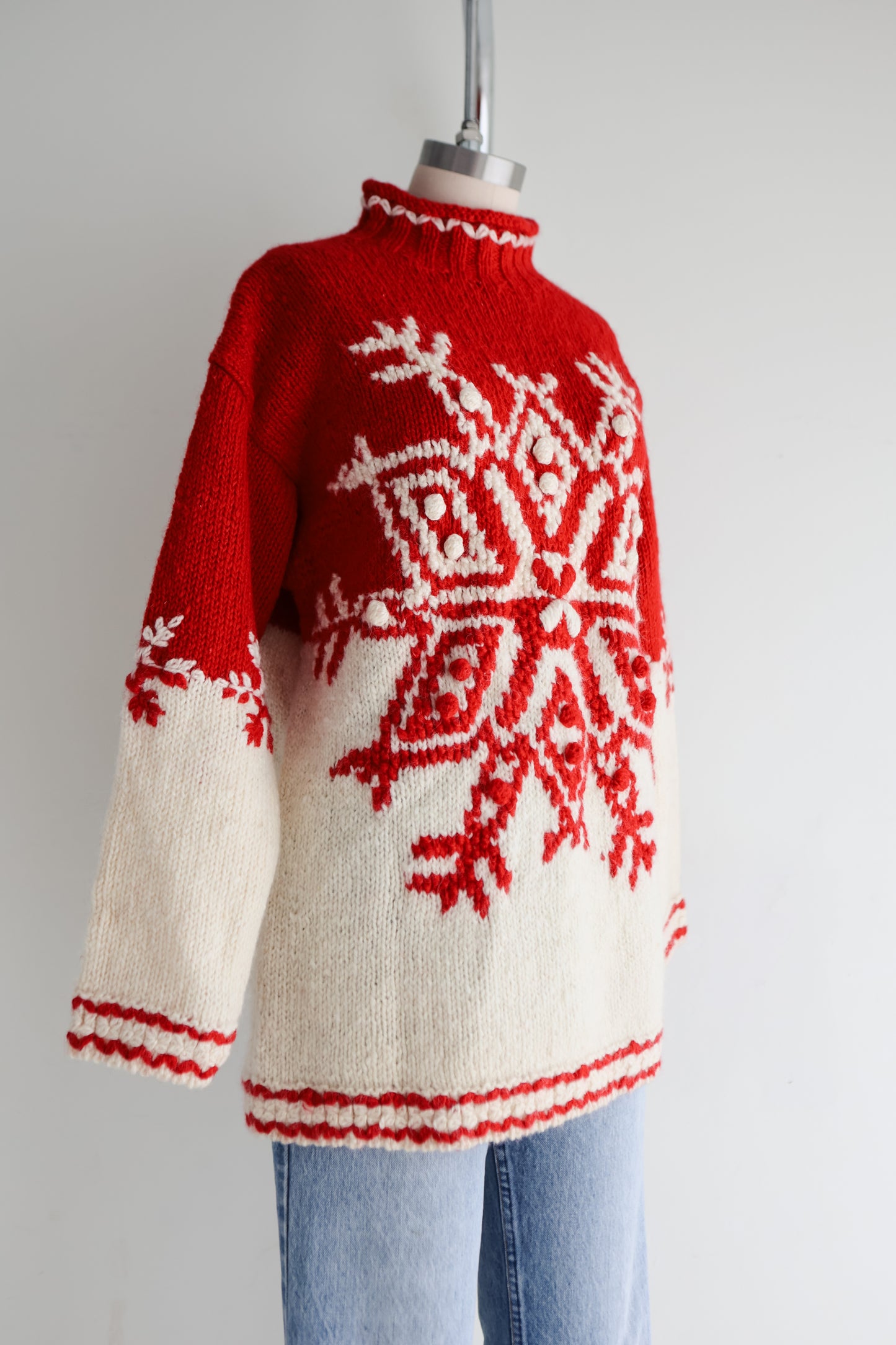 vintage hand knit wool sweater (S)