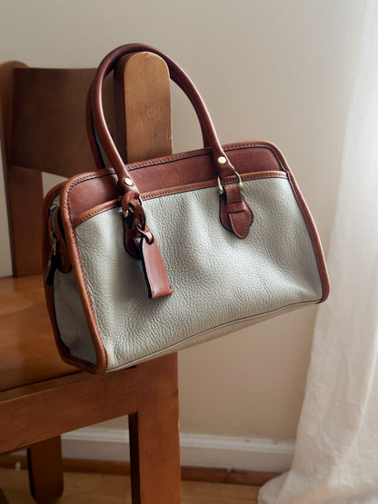 vintage putty leather bowler bag