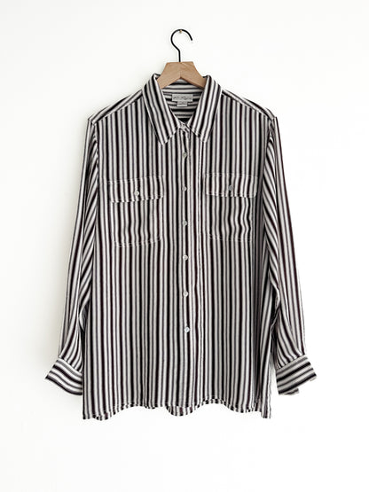 vintage brown stripe silk shirt (M/L)