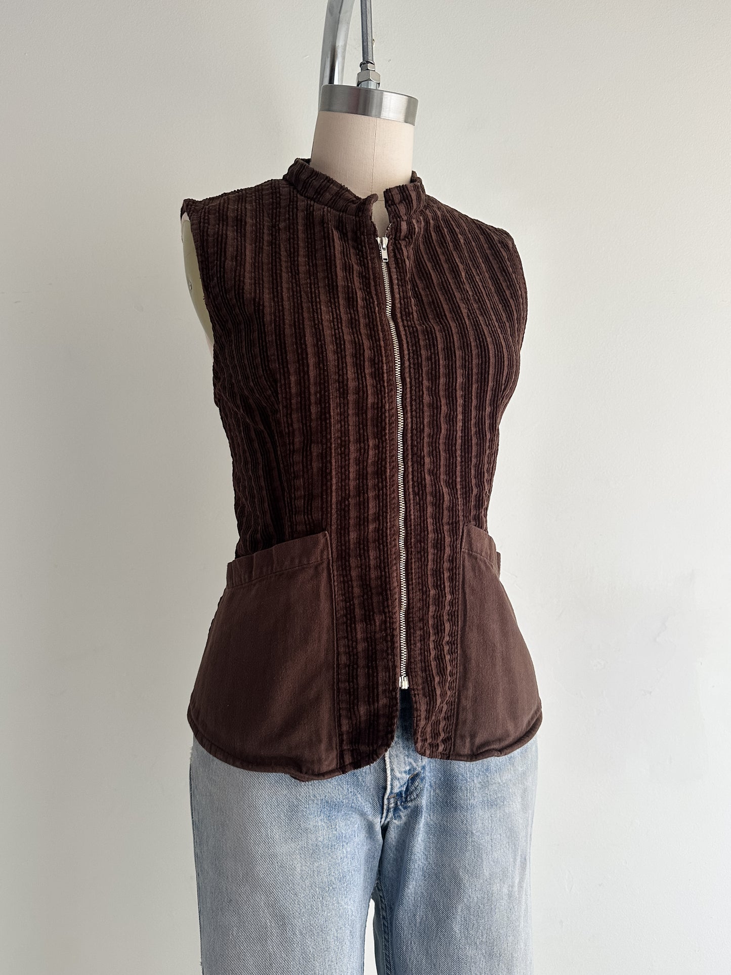 vintage chocolate corduroy top (M)