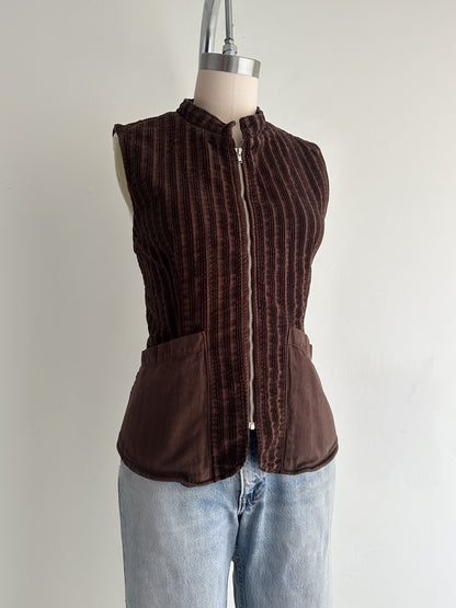 vintage chocolate corduroy top (M)
