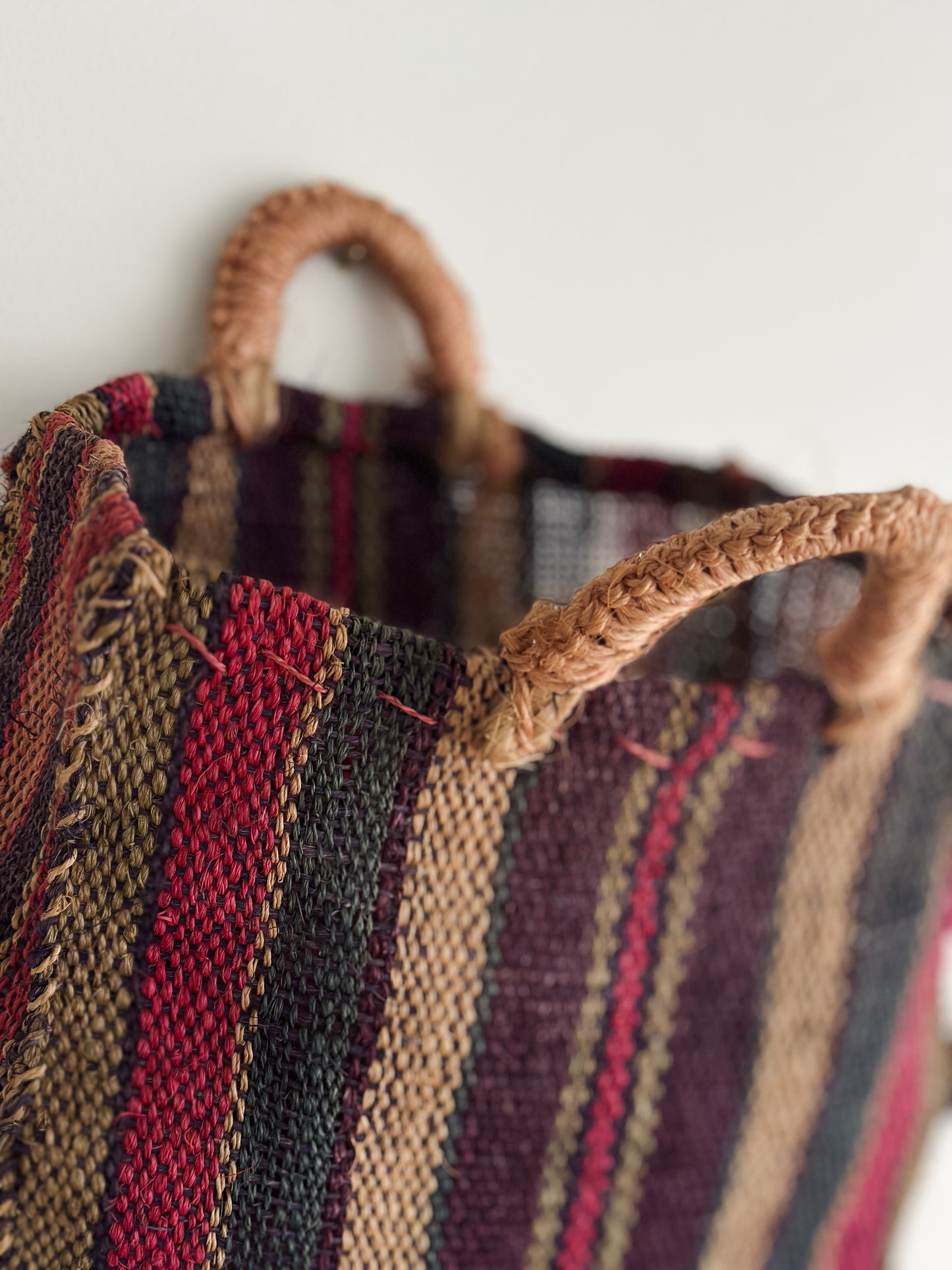 vintage jute tote bag