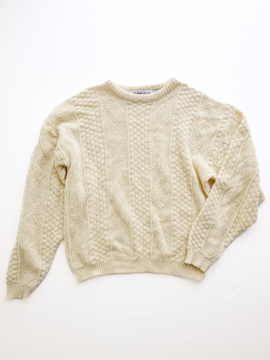 vintage cream fisherman sweater (L)