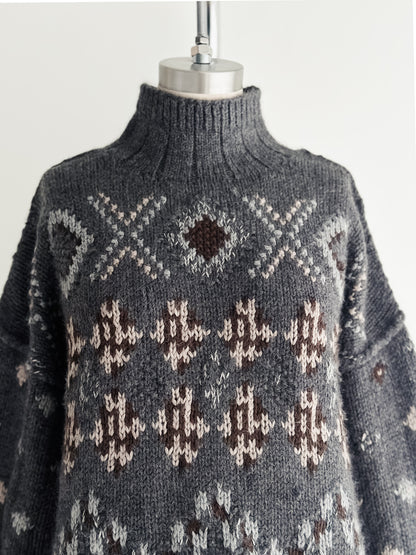 vintage hand knit wool sweater (M)