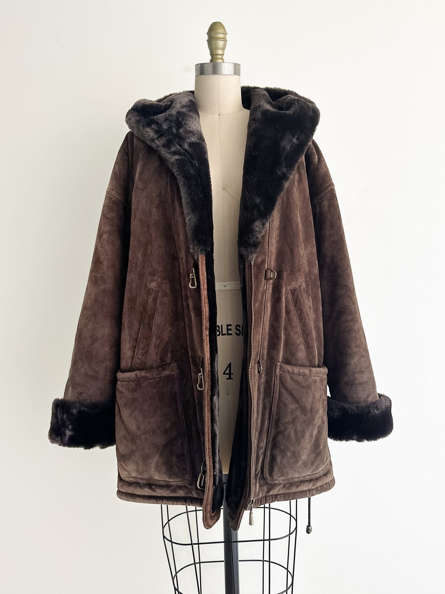 vintage brown suede sherpa coat (M/L)