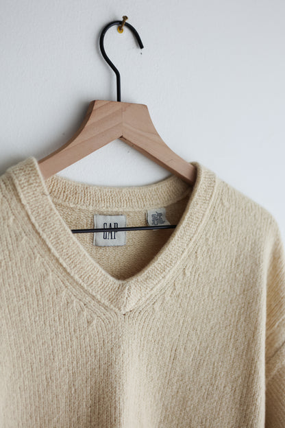 vintage cream wool sweater (L)