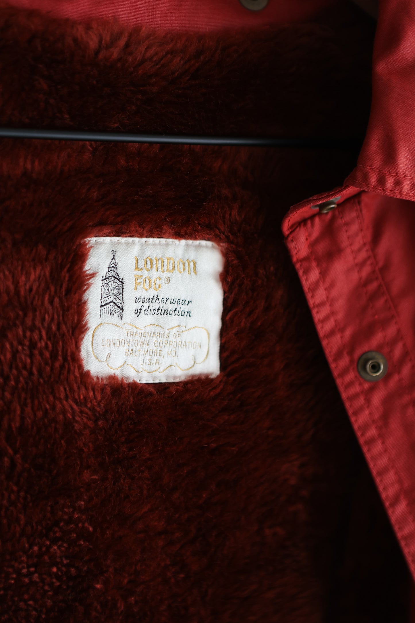 vintage brick red hooded jacket (S)